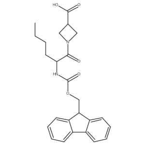 1-[(2S)-2-({[(9H-fluoren-9-yl)methoxy]carbonyl}amino)hexanoyl]azetidine-3-carboxylic acid结构式