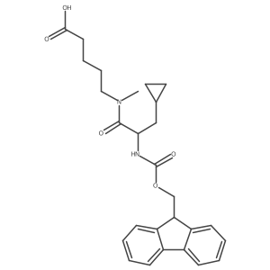 5-[(2S)-3-cyclopropyl-2-({[(9H-fluoren-9-yl)methoxy]carbonyl}amino)-N-methylpropanamido]pentanoic acid结构式