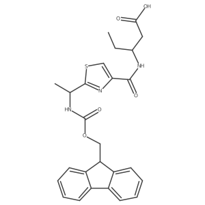 (3R)-3-({2-[1-({[(9H-fluoren-9-yl)methoxy]carbonyl}amino)ethyl]-1,3-thiazol-4-yl}formamido)pentanoic acid结构式