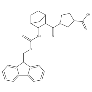 1-[3-({[(9H-fluoren-9-yl)methoxy]carbonyl}amino)bicyclo[2.2.1]heptane-2-carbonyl]pyrrolidine-3-carboxylic acid结构式