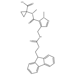 1-{N-methyl4-[({[(9H-fluoren-9-yl)methoxy]carbonyl}amino)methyl]-1-methyl-1H-pyrazole-5-amido}cyclopropane-1-carboxylic acid结构式