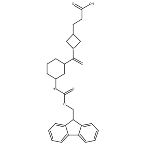 rac-3-{1-[(1R,3S)-3-({[(9H-fluoren-9-yl)methoxy]carbonyl}amino)cyclohexanecarbonyl]azetidin-3-yl}propanoic acid Structure