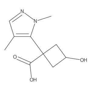 1-(1,4-dimethyl-1H-pyrazol-5-yl)-3-hydroxycyclobutane-1-carboxylic acid结构式