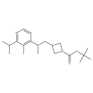 Tert-butyl 3-({[5-fluoro-6-(propan-2-yl)pyrimidin-4-yl](methyl)amino}methyl)azetidine-1-carboxylate结构式