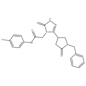 2-[3-(1-benzyl-5-oxopyrrolidin-3-yl)-5-sulfanylidene-4,5-dihydro-1H-1,2,4-triazol-4-yl]-N-(4-fluorophenyl)acetamide Structure