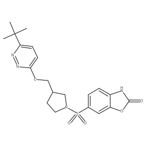 6-[(3-{[(6-Tert-butylpyridazin-3-yl)oxy]methyl}pyrrolidin-1-yl)sulfonyl]-2,3-dihydro-1,3-benzoxazol-2-one结构式
