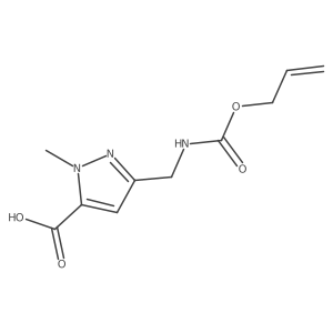1-methyl-3-({[(prop-2-en-1-yloxy)carbonyl]amino}methyl)-1H-pyrazole-5-carboxylic acid结构式