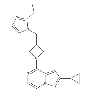 1-[(1-{2-cyclopropylpyrazolo[1,5-a]pyrazin-4-yl}azetidin-3-yl)methyl]-2-ethyl-1H-imidazole结构式