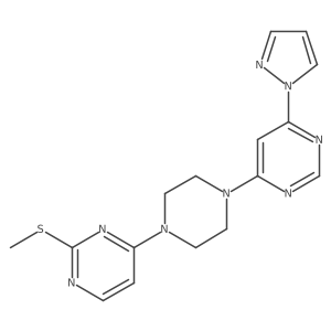 4-{4-[2-(methylsulfanyl)pyrimidin-4-yl]piperazin-1-yl}-6-(1H-pyrazol-1-yl)pyrimidine结构式