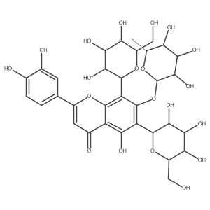4H-1-Benzopyran-4-one, 7-[(6-deoxy-I+/--L-mannopyranosyl)oxy]-2-(3,4-dihydroxyphenyl)-6,8-di-I(2)-D-glucopyranosyl-5-hydroxy- Structure