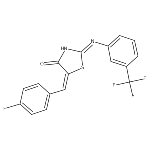 (2E,5Z)-5-(4-fluorobenzylidene)-2-{[3-(trifluoromethyl)phenyl]imino}-1,3-thiazolidin-4-one结构式
