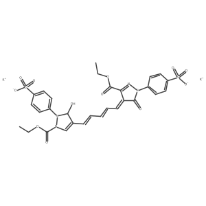 dipotassium;4-[1-ethoxycarbonyl-4-[(1E,3E,5Z)-5-[3-ethoxycarbonyl-5-oxo-1-(4-sulfonatophenyl)pyrazol-4-ylidene]penta-1,3-dienyl]-3-hydroxy-3H-pyrazol-2-yl]benzenesulfonate Structure