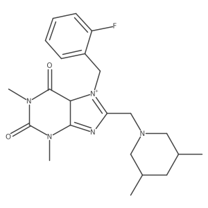 8-[(3,5-dimethylpiperidin-1-yl)methyl]-7-[(2-fluorophenyl)methyl]-1,3-dimethyl-5H-purin-7-ium-2,6-dione Structure