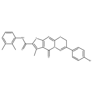 12-(4-bromophenyl)-N-(2,3-dimethylphenyl)-4-methyl-2-oxo-6,10-dithia-1,8,13-triazatricyclo[7.4.0.03,7]trideca-3(7),4,8,12-tetraene-5-carboxamide结构式