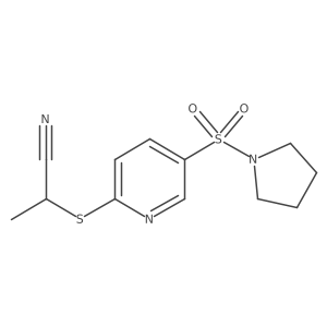 2-(5-Pyrrolidin-1-ylsulfonylpyridin-2-yl)sulfanylpropanenitrile结构式