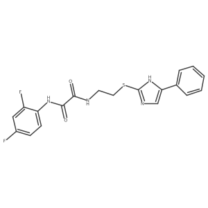 N1-(2,4-difluorophenyl)-N2-(2-((4-phenyl-1H-imidazol-2-yl)thio)ethyl)oxalamide结构式