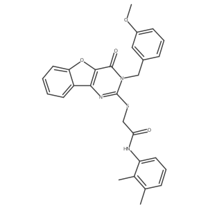 N-(2,3-dimethylphenyl)-2-{[3-(3-methoxybenzyl)-4-oxo-3,4-dihydro[1]benzofuro[3,2-d]pyrimidin-2-yl]sulfanyl}acetamide结构式