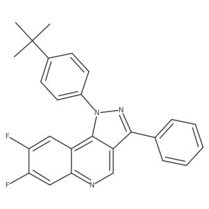 1-(4-tert-butylphenyl)-7,8-difluoro-3-phenyl-1H-pyrazolo[4,3-c]quinoline结构式