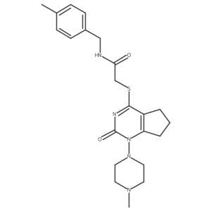 N-(4-methylbenzyl)-2-((1-(4-methylpiperazin-1-yl)-2-oxo-2,5,6,7-tetrahydro-1H-cyclopenta[d]pyrimidin-4-yl)thio)acetamide结构式