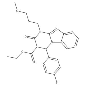 Ethyl 4-(4-fluorophenyl)-1-(3-methoxypropyl)-2-oxo-1,2,3,4-tetrahydropyrimido[1,2-a]benzimidazole-3-carboxylate结构式