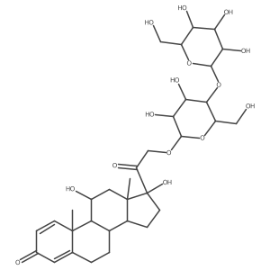 21-[(4-O-beta-D-Glucopyranosyl-beta-D-glucopyranosyl)oxy]-11beta,17-dihydroxypregna-1,4-diene-3,20-dione结构式