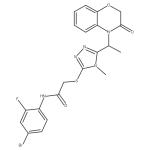 N-(4-bromo-2-fluorophenyl)-2-({4-methyl-5-[1-(3-oxo-2,3-dihydro-4H-1,4-benzoxazin-4-yl)ethyl]-4H-1,2,4-triazol-3-yl}sulfanyl)acetamide结构式