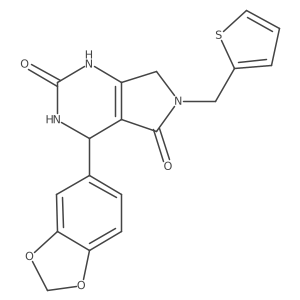 4-(benzo[d][1,3]dioxol-5-yl)-6-(thiophen-2-ylmethyl)-3,4,6,7-tetrahydro-1H-pyrrolo[3,4-d]pyrimidine-2,5-dione结构式