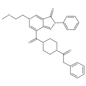 5-(2-methoxyethyl)-2-phenyl-7-(4-(2-phenylacetyl)piperazine-1-carbonyl)-2H-pyrazolo[4,3-c]pyridin-3(5H)-one结构式