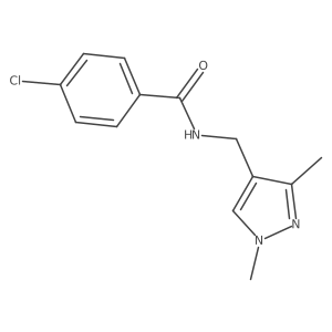 4-chloro-N-((1,3-dimethyl-1H-pyrazol-4-yl)methyl)benzamide结构式