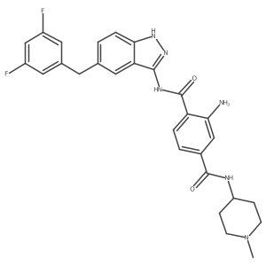 2-amino-1-N-[5-[(3,5-difluorophenyl)methyl]-1H-indazol-3-yl]-4-N-(1-methylpiperidin-4-yl)benzene-1,4-dicarboxamide Structure