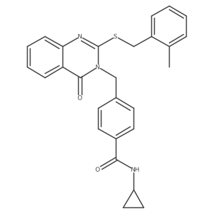 N-cyclopropyl-4-((2-((2-methylbenzyl)thio)-4-oxoquinazolin-3(4H)-yl)methyl)benzamide结构式