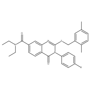 2-((2,5-dimethylbenzyl)thio)-N,N-diethyl-3-(4-fluorophenyl)-4-oxo-3,4-dihydroquinazoline-7-carboxamide结构式