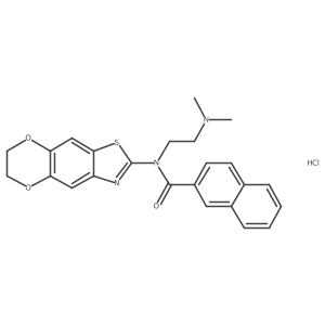 N-[2-(dimethylamino)ethyl]-N-{10,13-dioxa-4-thia-6-azatricyclo[7.4.0.0^{3,7}]trideca-1,3(7),5,8-tetraen-5-yl}naphthalene-2-carboxamide hydrochloride结构式