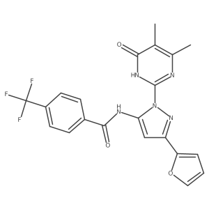 N-(1-(4,5-dimethyl-6-oxo-1,6-dihydropyrimidin-2-yl)-3-(furan-2-yl)-1H-pyrazol-5-yl)-4-(trifluoromethyl)benzamide Structure