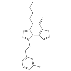 4-butyl-1-((3-fluorobenzyl)thio)thieno[2,3-e][1,2,4]triazolo[4,3-a]pyrimidin-5(4H)-one结构式