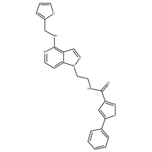 N-(2-(4-((furan-2-ylmethyl)amino)-1H-pyrazolo[3,4-d]pyrimidin-1-yl)ethyl)-5-phenylisoxazole-3-carboxamide结构式
