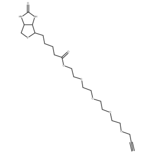 3,6,9,12-Tetraoxapentadec-14-yn-1-yl 5-((3aS,4S,6aR)-2-oxohexahydro-1H-thieno[3,4-d]imidazol-4-yl)pentanoate结构式