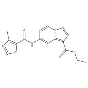 Ethyl 5-(4-methyl-1,2,3-thiadiazole-5-carboxamido)pyrazolo[1,5-a]pyridine-3-carboxylate结构式