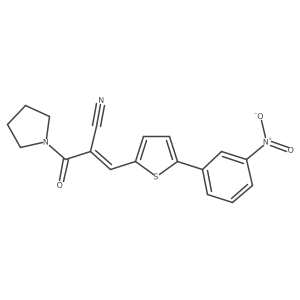 N#CC(=Cc1ccc(-c2cccc([N+](=O)[O-])c2)s1)C(=O)N1CCCC1结构式
