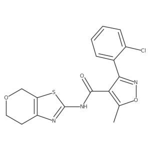 3-(2-chlorophenyl)-N-(6,7-dihydro-4H-pyrano[4,3-d]thiazol-2-yl)-5-methylisoxazole-4-carboxamide结构式