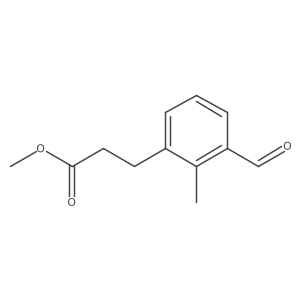 Benzenepropanoic acid, 3-formyl-2-methyl-, methyl ester Structure