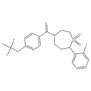 (7-(2-Fluorophenyl)-1,1-dioxido-1,4-thiazepan-4-yl)(4-(trifluoromethoxy)phenyl)methanone结构式