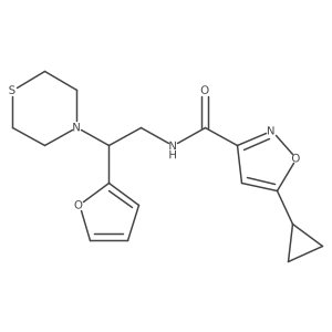 5-cyclopropyl-N-(2-(furan-2-yl)-2-thiomorpholinoethyl)isoxazole-3-carboxamide Structure