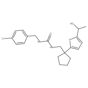 1-(4-Chlorobenzyl)-3-((1-(5-(1-hydroxyethyl)thiophen-2-yl)cyclopentyl)methyl)urea结构式