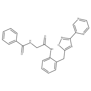 N-(2-oxo-2-((2-((3-(pyrazin-2-yl)-1,2,4-oxadiazol-5-yl)methyl)phenyl)amino)ethyl)benzamide结构式
