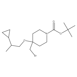 Tert-butyl 4-(bromomethyl)-4-(2-cyclopropylpropoxy)piperidine-1-carboxylate结构式