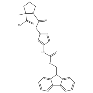 (2S)-1-{2-[4-({[(9H-fluoren-9-yl)methoxy]carbonyl}amino)-1H-pyrazol-1-yl]acetyl}-2-methylpyrrolidine-2-carboxylic acid结构式