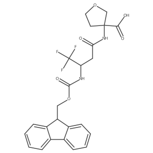 3-[3-({[(9H-fluoren-9-yl)methoxy]carbonyl}amino)-4,4,4-trifluorobutanamido]oxolane-3-carboxylic acid Structure