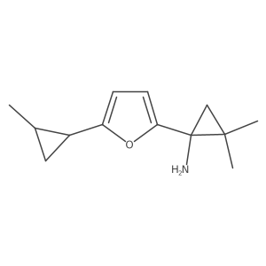 2,2-Dimethyl-1-[5-(2-methylcyclopropyl)furan-2-yl]cyclopropan-1-amine结构式