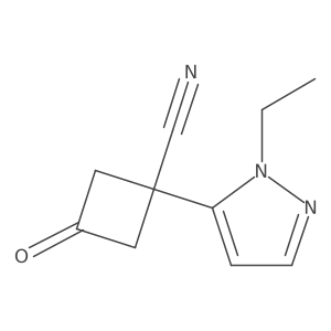1-(1-ethyl-1H-pyrazol-5-yl)-3-oxocyclobutane-1-carbonitrile Structure